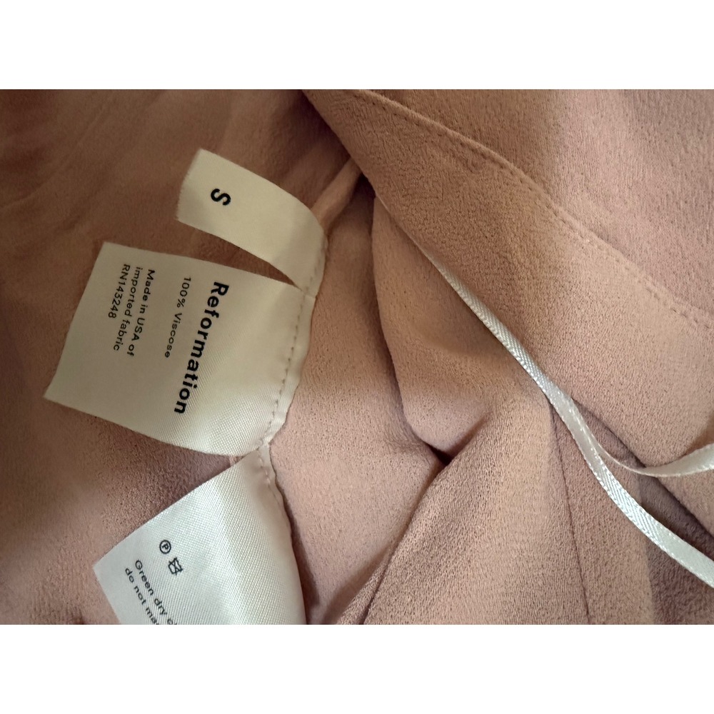 Reformation Midi Dress Blush Pink Viscose Wrap V-Neck Flutter Sleeve S - Picture 3 of 6